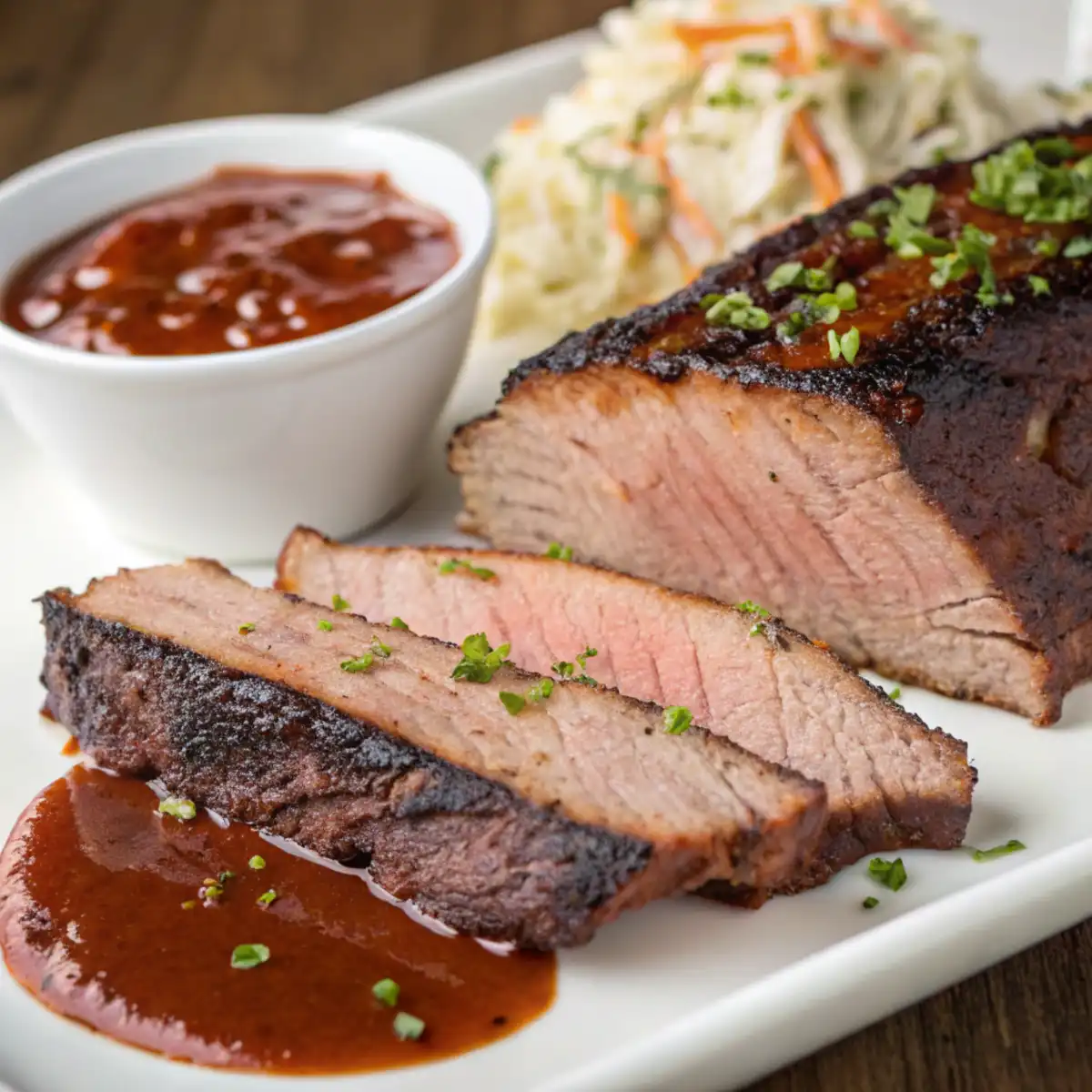 A barbecue smoker outdoors surrounded by smoked foods like ribs, brisket, and chicken on a rustic wooden table with smoke rising.